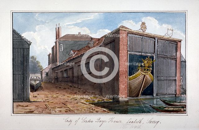 City of London Barge House, Bishop's Walk, Lambeth, London, 1825. Artist: G Yates
