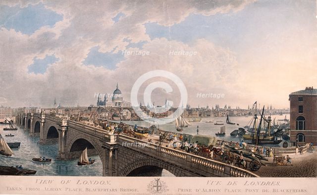 City of London from the South, 1802. Artist: Joseph Constantine Stadler