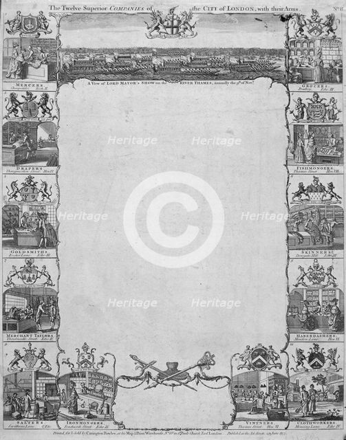 City of London Livery Companies and their arms, 1777. Artist: Anon