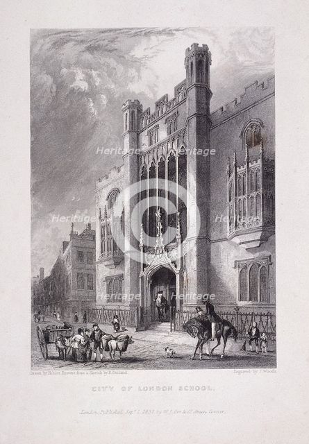 City of London School, London, 1837. Artist: John Woods