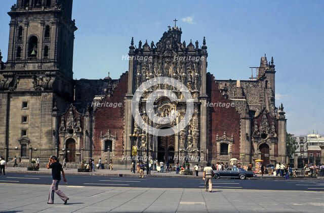 City of Mexico, Church of the Metropolitan Sanctuary built in the mid 18th century in red volcani…