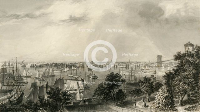'City of New York, from Brooklyn Heights', 1874.  Creator: George R. Hall.