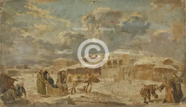 City Square in Winter, Second Half of the 18th cen.. Artist: Knappe, Karl Friedrich (1745-1808)