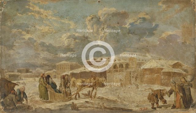 City Square in Winter, Second Half of the 18th cen.. Artist: Knappe, Karl Friedrich (1745-1808)