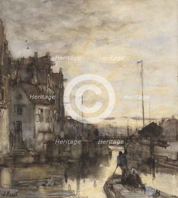 Cityscape at night, 1847-1899. Creator: Jacob Henricus Maris.
