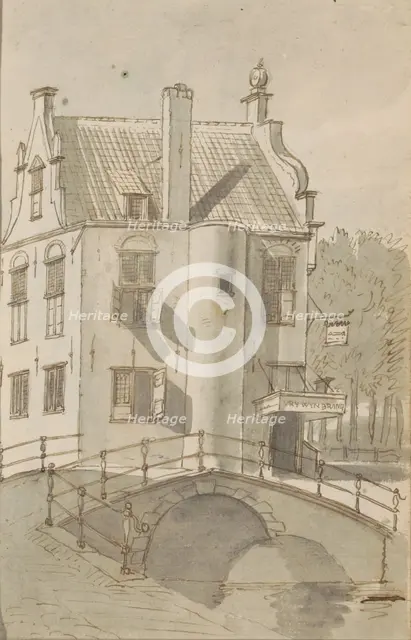 Cityscape with a bridge over a canal, c.1783-c.1797. Creator: Johannes Huibert Prins.