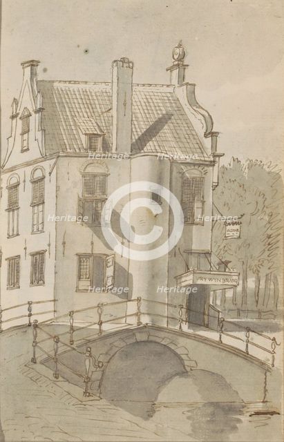 Cityscape with a bridge over a canal, c.1783-c.1797. Creator: Johannes Huibert Prins.