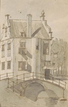 Cityscape with a bridge over a canal, c.1783-c.1797. Creator: Johannes Huibert Prins