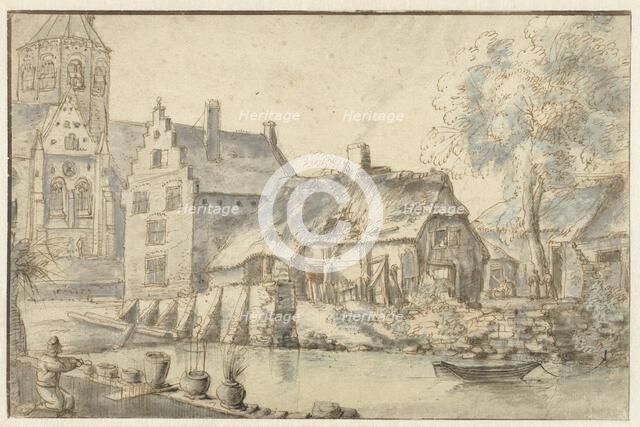 Cityscape with a large church, 1600-1699. Creator: Anon.