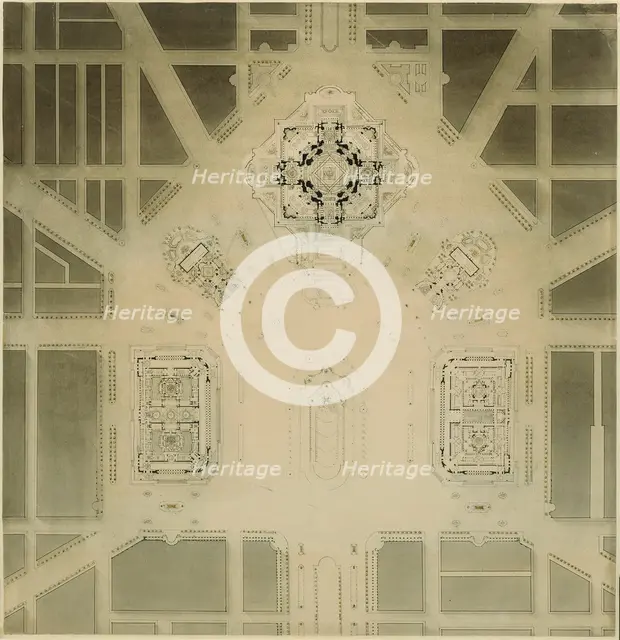 Civic Center, Plan of Chicago, Chicago, Illinois, Site Plan, 1909. Creator: Daniel Burnham.