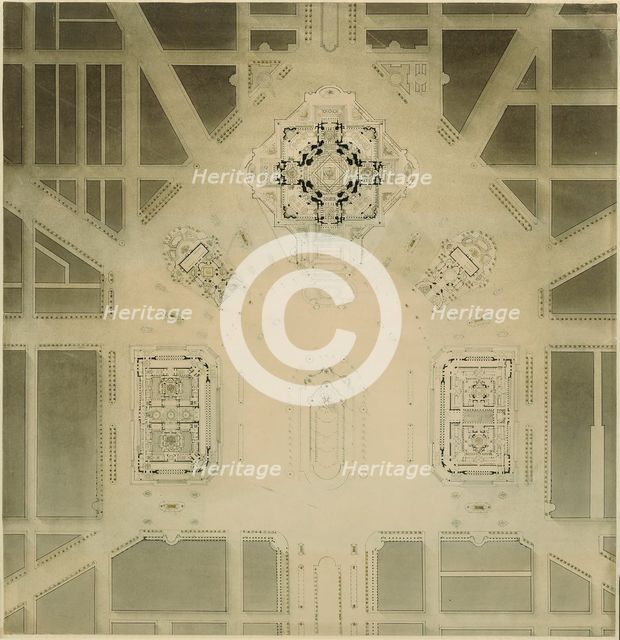 Civic Center, Plan of Chicago, Chicago, Illinois, Site Plan, 1909. Creator: Daniel Burnham.