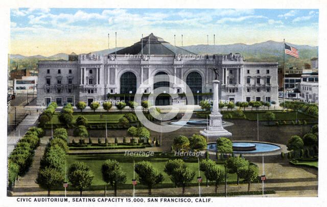 Civic Auditorium, San Francisco, California, USA, 1921. Artist: Unknown