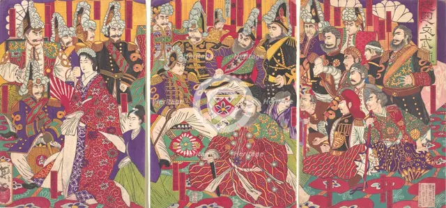 Civil and Military Officers, December 1877. Creator: Toshimasa.