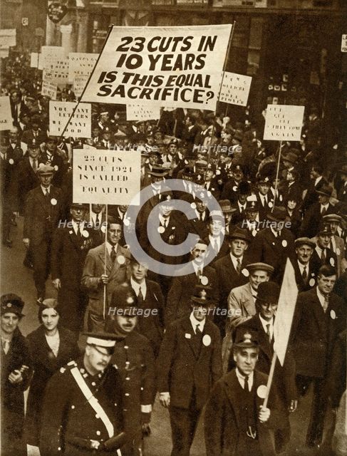 Civil servants protesting against salary cuts, London, October 1931, (1935).  Creator: Unknown.