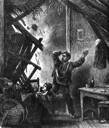 Civil War in France: a shell at Suresnes - from a sketch taken immediately after the explosion, 1871 Creator: Matthew White Ridley