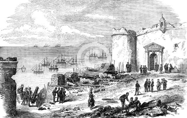 Civil War in Spain: sandbag battery for the defence of Alicante, 1873. Creator: Unknown.