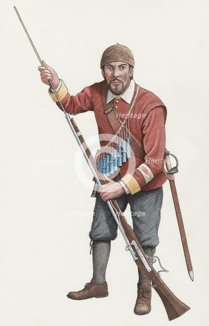 Civil War infantryman, 1651, (c2000-2015) Artist: Nick Hardcastle.