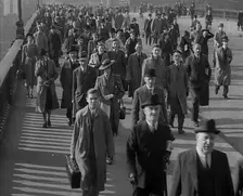 Civilians Crossing a Bridge in London, 1940. Creator: British Pathe Ltd