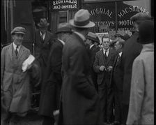 Civilians Disembarking from a Bus On the Streets of London, 1920s. Creator: British Pathe Ltd