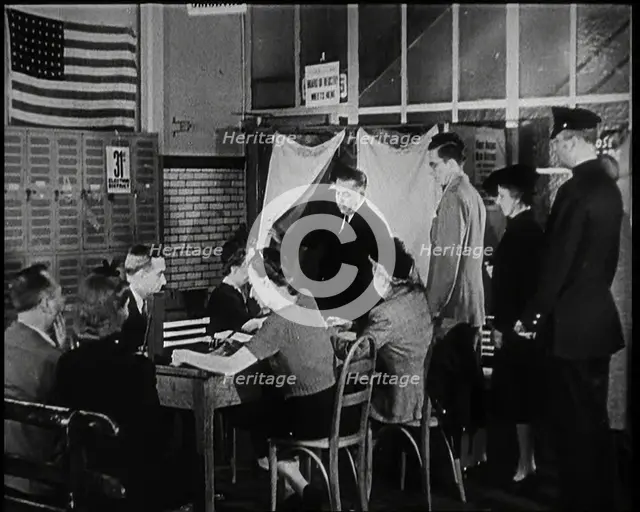 Civilians Voting in the Presidential Election, 1932. Creator: British Pathe Ltd.