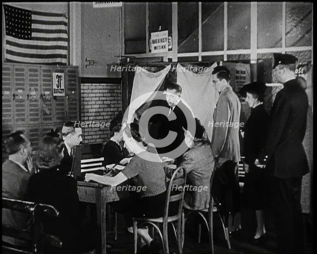 Civilians Voting in the Presidential Election, 1932. Creator: British Pathe Ltd.