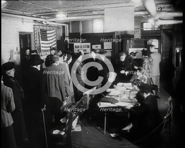 Civilians Voting in the Presidential Election, 1932. Creator: British Pathe Ltd.