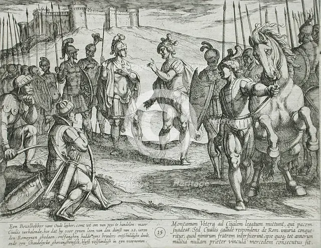 Civilis Treating with a Roman Commander, Publshed 1612. Creator: Antonio Tempesta.