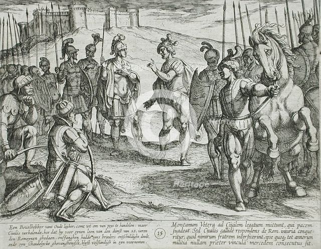 Civilis Treating with a Roman Commander, Publshed 1612. Creator: Antonio Tempesta.