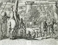 Civilis Using Movable Wooden Bridges to Attack a Fortress, Publshed 1612. Creator: Antonio Tempesta
