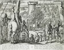 Civilis Using Movable Wooden Bridges to Attack a Fortress, Publshed 1612. Creator: Antonio Tempesta