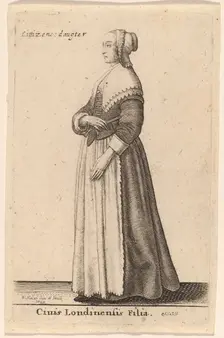 Civis Londinensis Filia, 1643. Creator: Wenceslaus Hollar