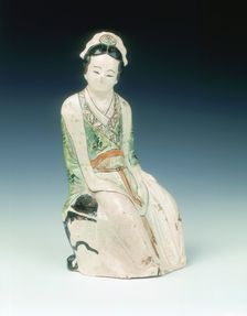Cizhou figure of a seated lady, Jin-early Yuan dynasty, China, 13th century. Creator: Unknown