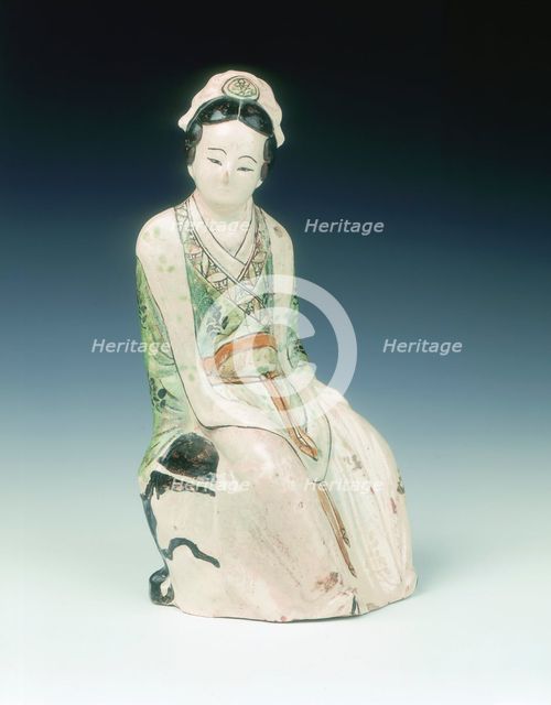 Cizhou figure of a seated lady, Jin-early Yuan dynasty, China, 13th century. Creator: Unknown.
