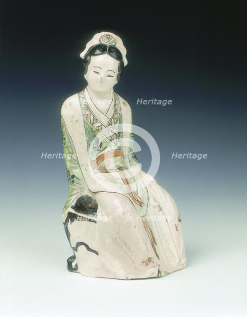 Cizhou figure of a seated lady, Jin-early Yuan dynasty, China, 13th century. Artist: Unknown