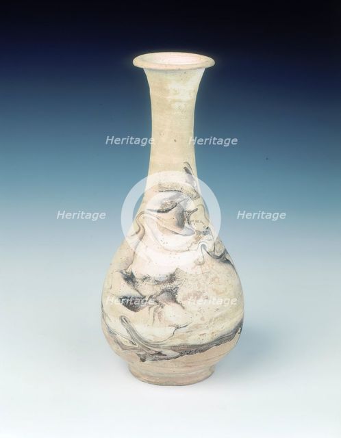 Cizhou pear-shaped vase of simulated marbleware, Northern Song dynasty, China, 11th century. Creator: Unknown.
