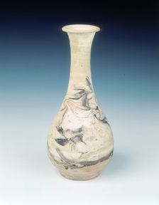 Cizhou pear-shaped vase of simulated marbleware, Northern Song dynasty, China, 11th century. Creator: Unknown