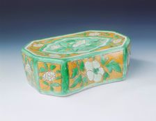 Cizhou stoneware polychrome pillow with goose in a lotus pond, Jin dynasty, China, 12th century
