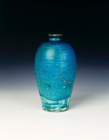 Cizhou turquoise-glazed meiping, Yuan dynasty, China, 1279-1368. Creator: Unknown