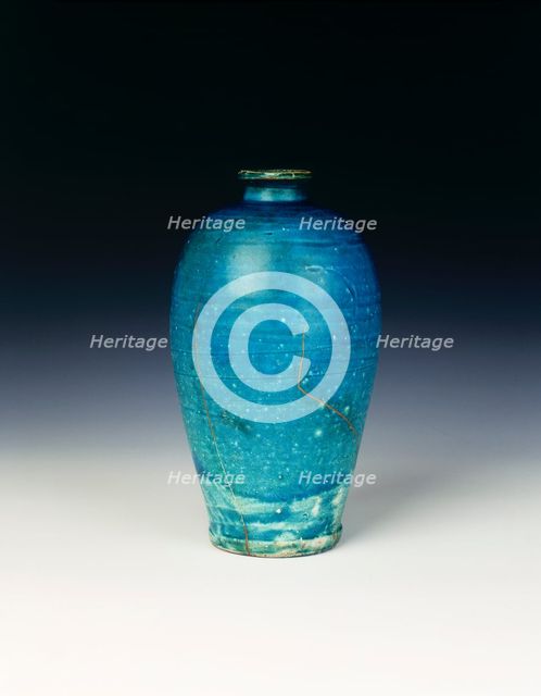 Cizhou turquoise-glazed meiping, Yuan dynasty, China, 1279-1368. Creator: Unknown.