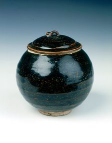 Cizhou-type black glazed globular jar and cover, Jin dynasty, China, 1168