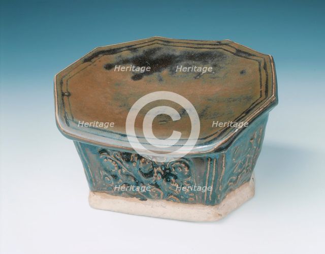 Cizhou-type blackware pillow with boy on winged horse, Jin dynasty, China, 12th-13th century. Artist: Unknown