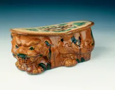 Cizhou-type sancai tiger pillow, Jin dynasty, China, 12th century. Creator: Unknown
