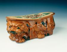 Cizhou-type sancai tiger pillow, Jin dynasty, China, 12th century. Creator: Unknown