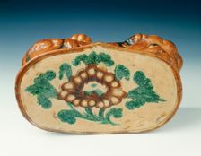 Cizhou-type sancai tiger pillow, Jin dynasty, China, 12th century. Creator: Unknown