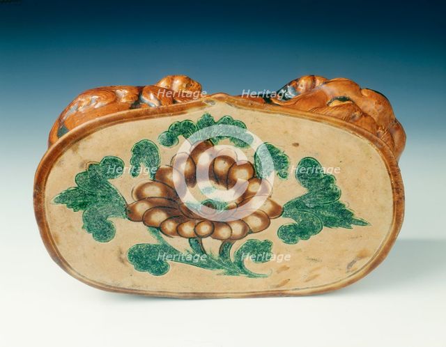 Cizhou-type sancai tiger pillow, Jin dynasty, China, 12th century. Creator: Unknown.