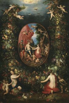 Cibeles and the seasons within a festoon of fruit, before 1615. Creators: Hendrick van Balen I, Jan Brueghel the Younger