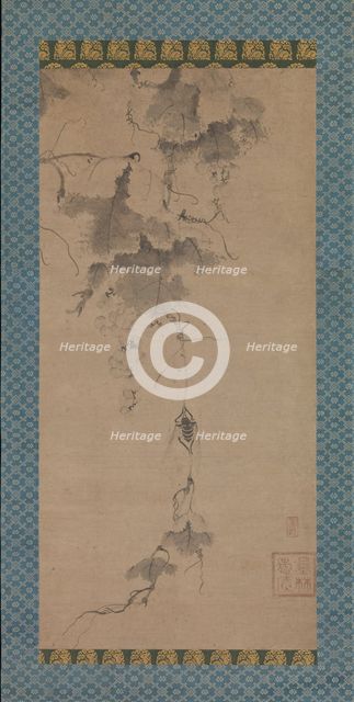 Cicada on a Grapevine, late 14th century. Creator: Bokurin Guan.