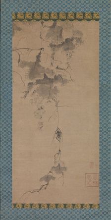 Cicada on a Grapevine, late 14th century. Creator: Bokurin Guan