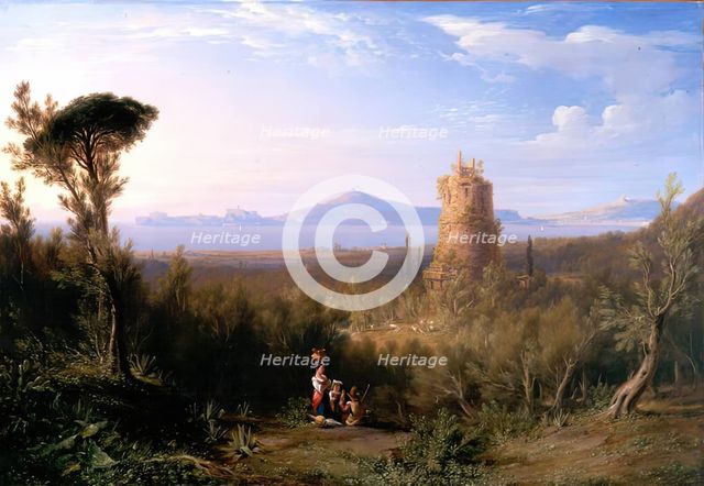 Cicero's Tomb at the Bay of Gaeta, 1837. Creator: James William Giles.