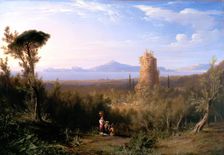 Cicero's Tomb at the Bay of Gaeta, 1837. Creator: James William Giles